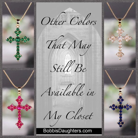 ❤️054❤️ Rose/Red Cross Necklace Pendant for Women & Girl’s Crucifix - Picture 7 of 16